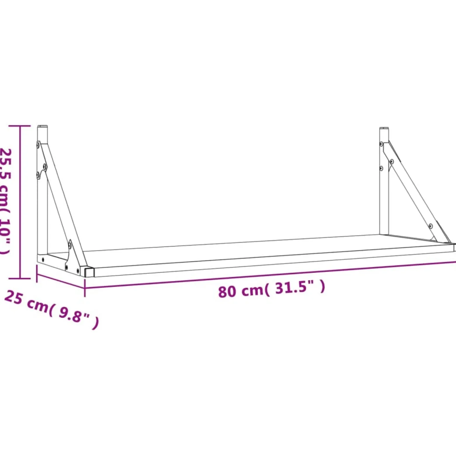 VidaXL Półki ścienne 2 szt. 80x25x25,5 cm