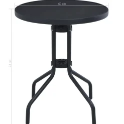 VidaXL Stół ogrodowy czarny 60 cm Metal