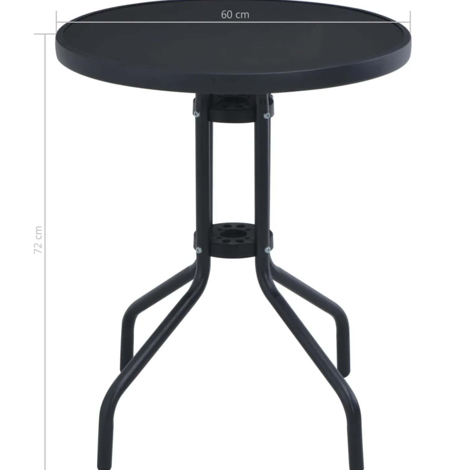 VidaXL Stół ogrodowy czarny 60 cm Metal