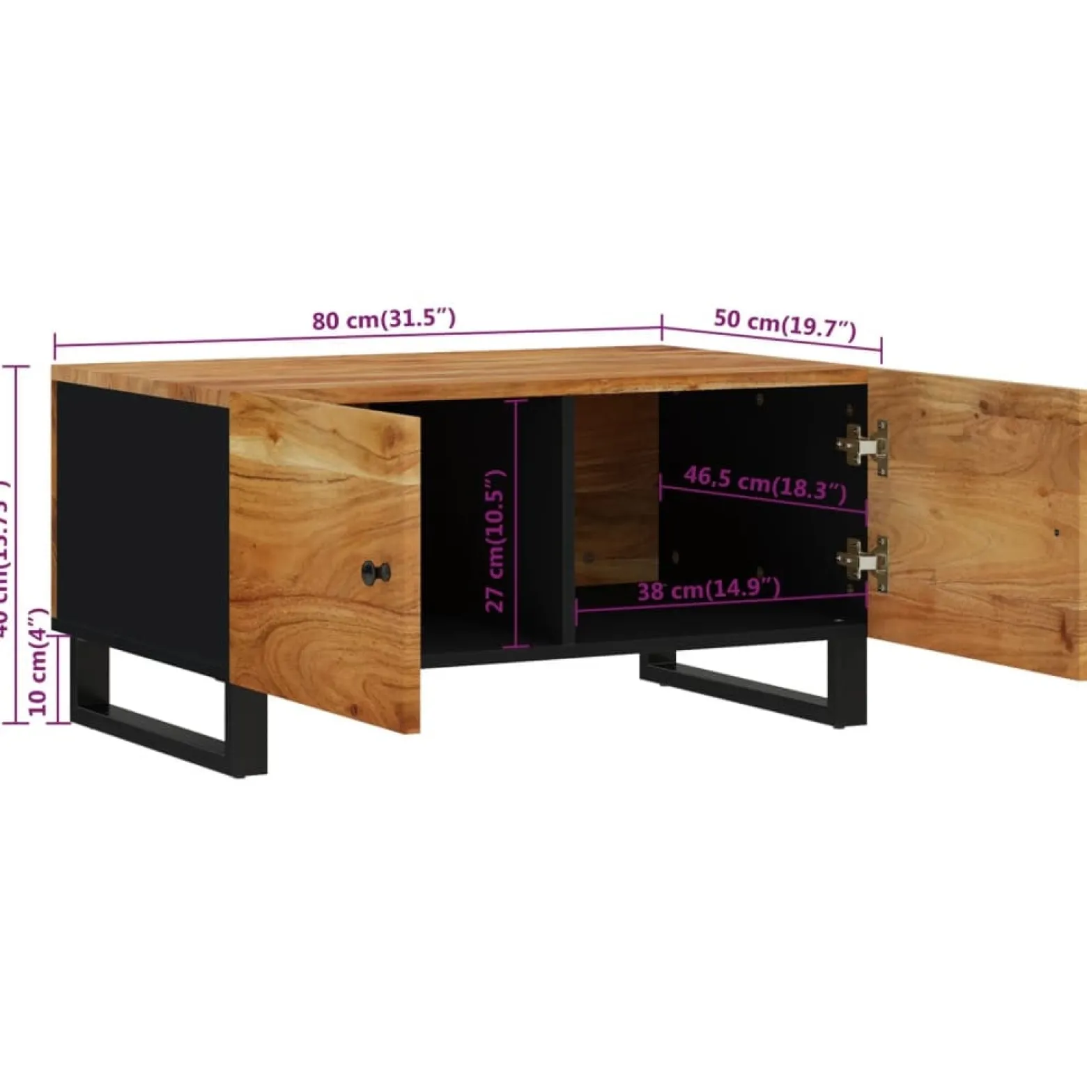 VidaXL Stolik kawowy 80x50x40 cm