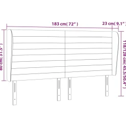 VidaXL wezgłowie Brąz 183 x 23 x 118/128 cm Tkanina