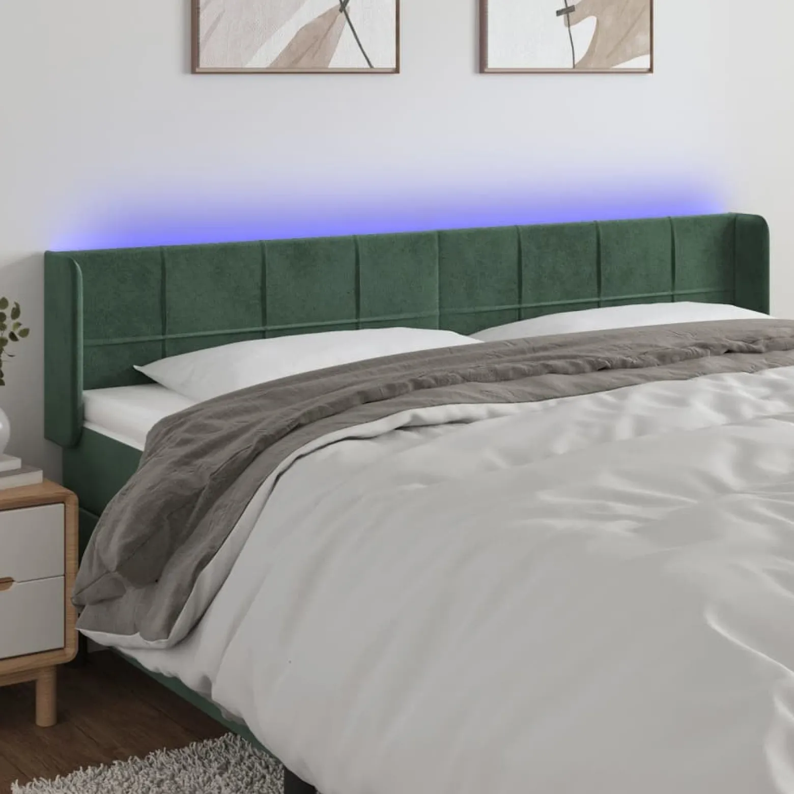 VidaXL Zagłówek do łóżka z LED ciemnozielony