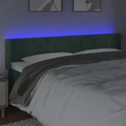 VidaXL Zagłówek do łóżka z LED ciemnozielony
