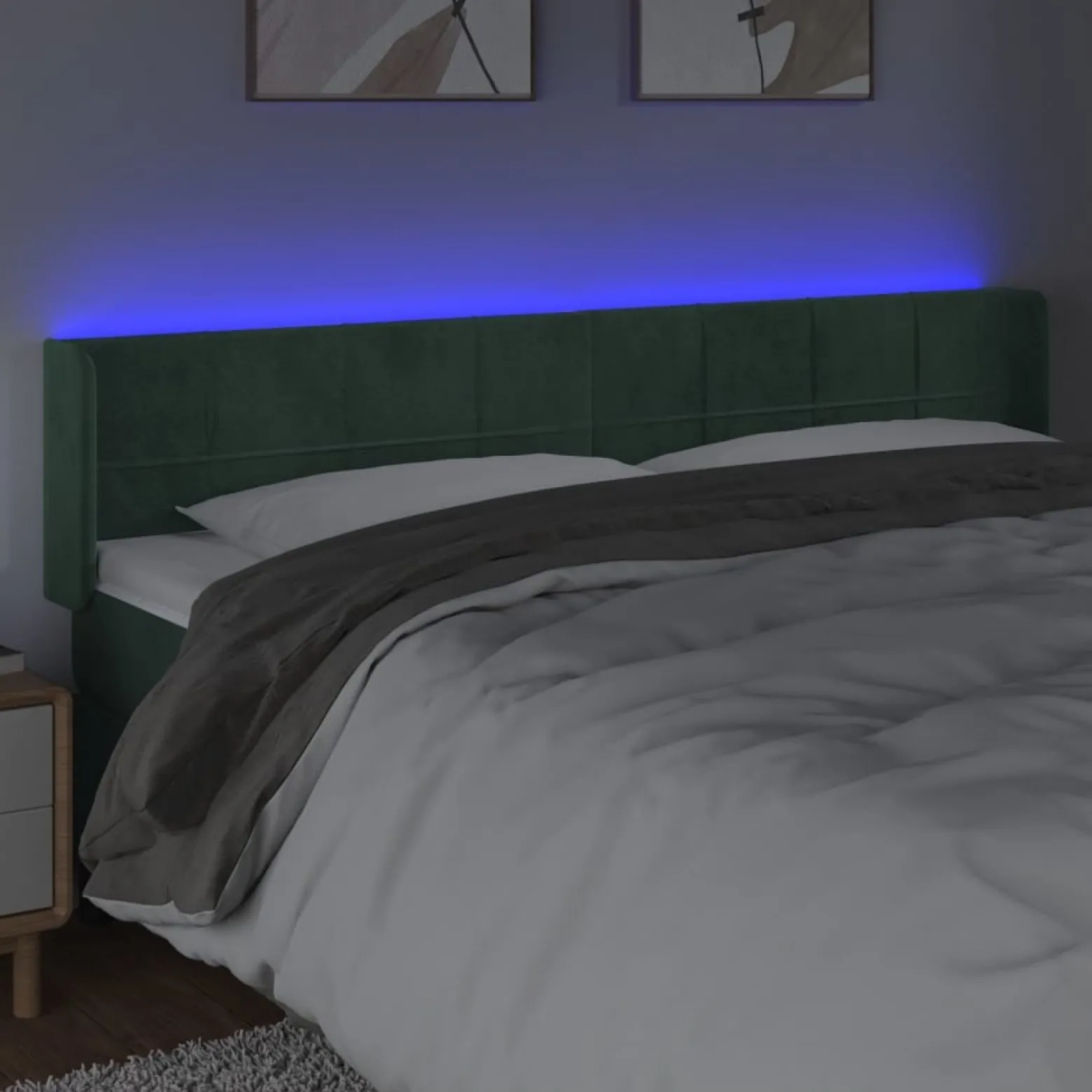 VidaXL Zagłówek do łóżka z LED ciemnozielony