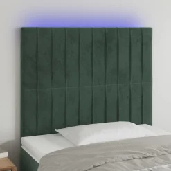 VidaXL Zagłówek do łóżka z LED ciemnozielony