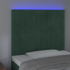 VidaXL Zagłówek do łóżka z LED ciemnozielony