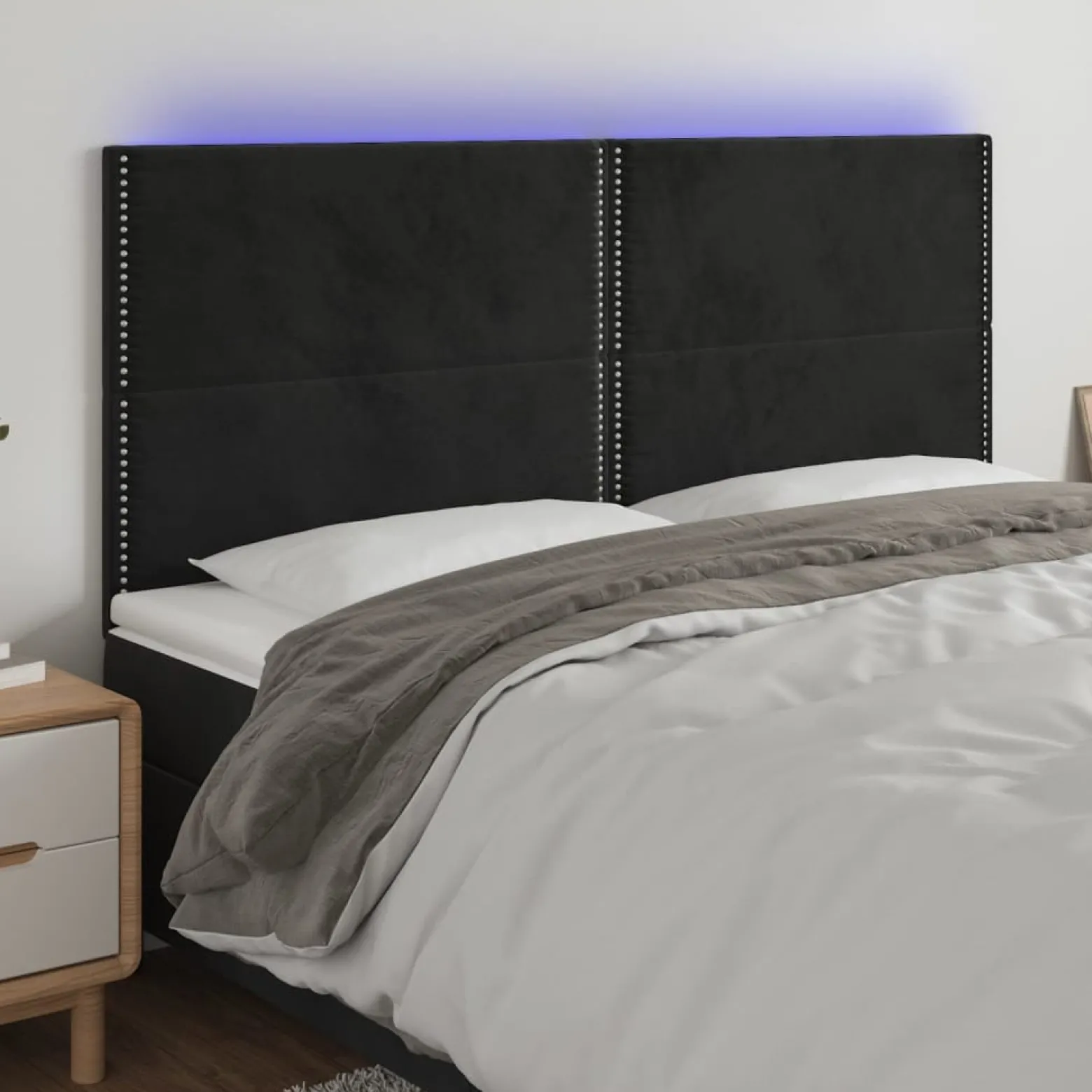 VidaXL Zagłówek do łóżka z LED czarny