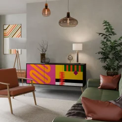 VIVID ART Komoda 3 drzwi Czarna-Bukowa skośna