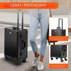 Walizka kosmetyczna do makijażu z lustrem i blokadą – 4 półki