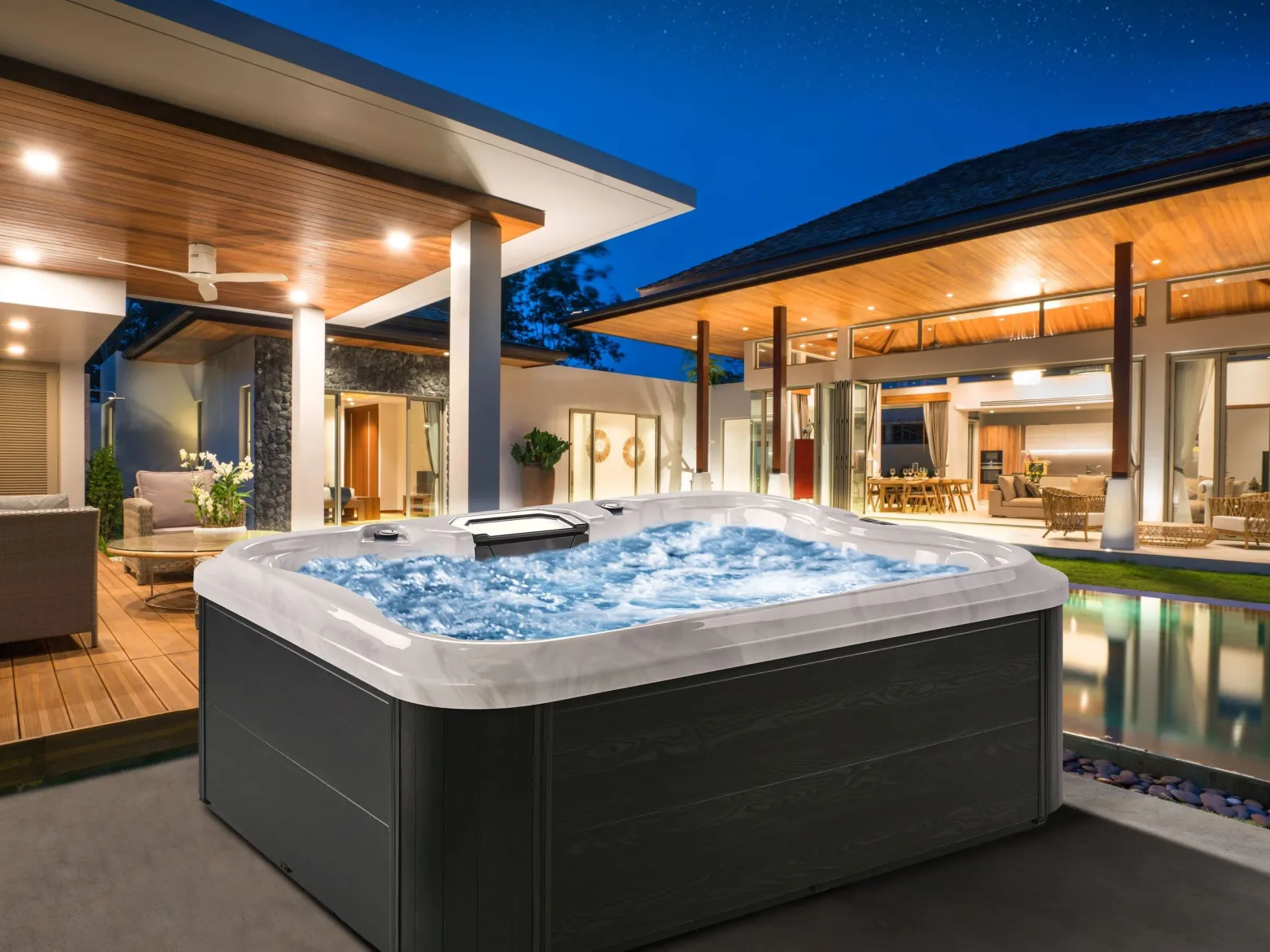 Wanna ogrodowa SPA hydromasaż 4-osobowa biała