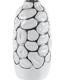 Wazon dekoracyjny ceramiczny glamour 34 cm biały