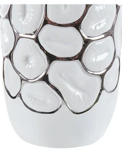 Wazon dekoracyjny ceramiczny glamour 34 cm biały