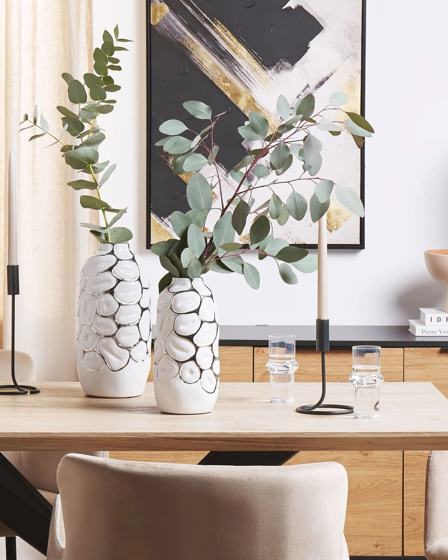 Wazon dekoracyjny ceramiczny glamour 28 cm biały