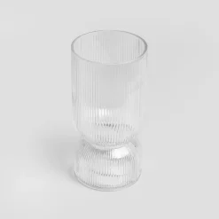 Wazon LIMPID szklany prążkowany transparentny 20 cm HOMLA