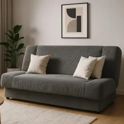 Wersalka Rozkładana Sofa Z Funkcją Spania Dwuosobowa Ciemnoszary PIANO