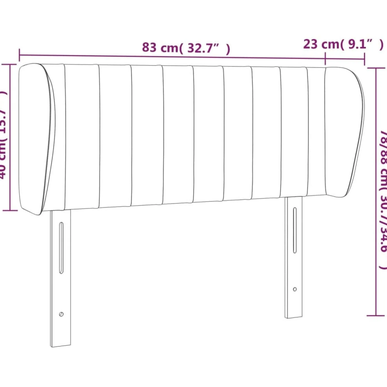 Wezgłowie Czarny 83 x 23 x 78/88 cm Tkanina vidaXL