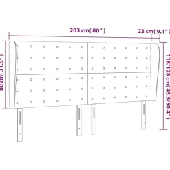 Wezgłowie Szary 203 x 23 x 118/128 cm Tkanina vidaXL