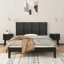 Wezgłowie łóżka Czarny 126 x 63 cm Pine Wood vidaXL