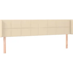 Wezgłowie Kremowy 203 x 16 x 78/88 cm Tkanina vidaXL