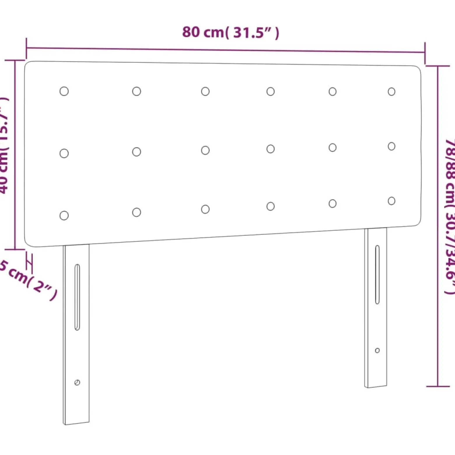 Wezgłowie Niebieski 80 cm Tkanina Low vidaXL