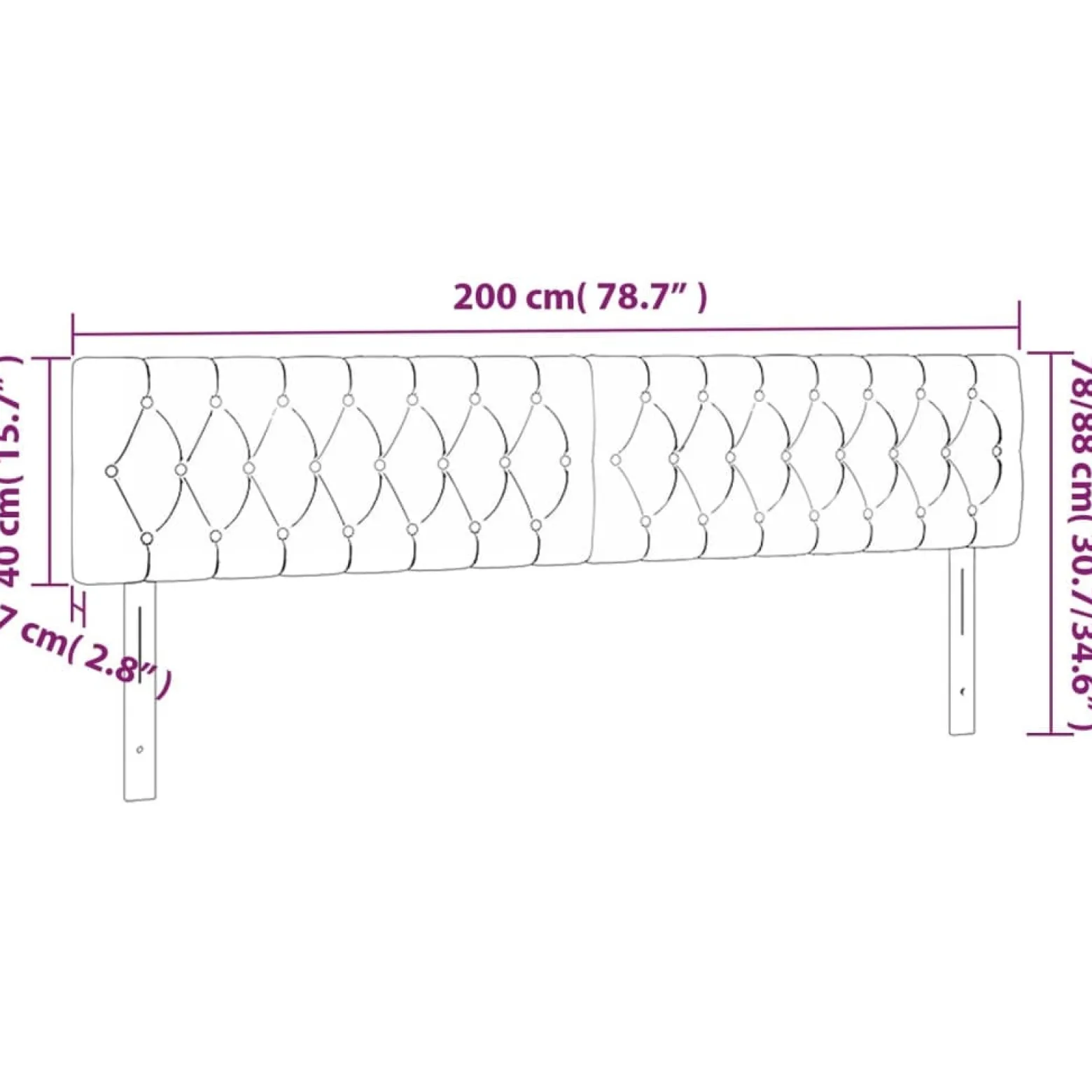Wezgłowie Niebieski 200 cm Tkanina Low vidaXL