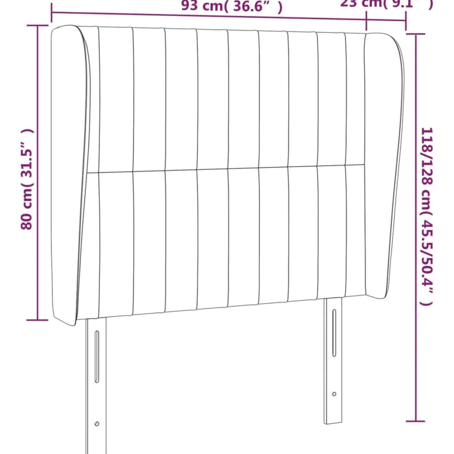 Wezgłowie Niebieski 93 x 23 x 118/128 cm Aksamit vidaXL