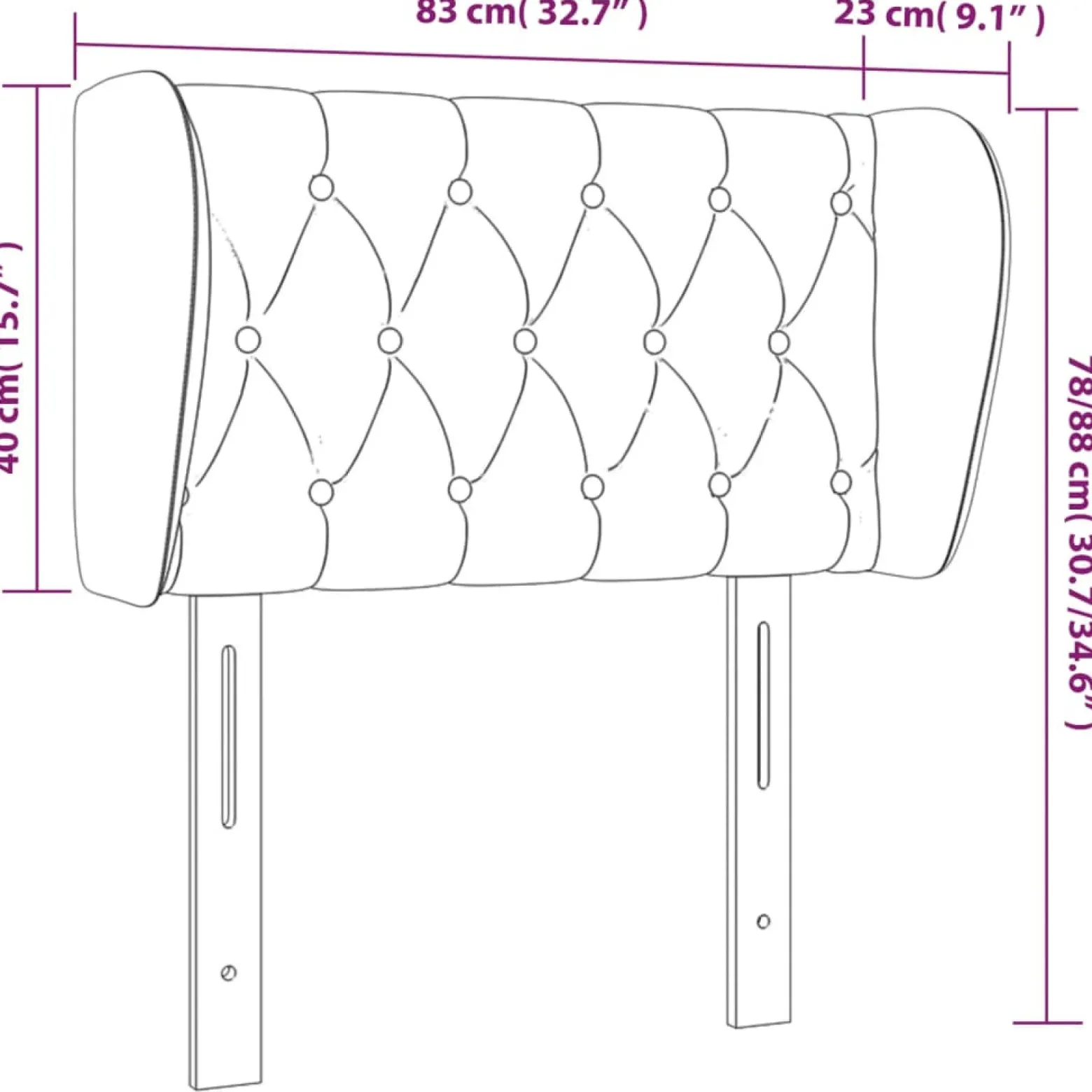 Wezgłowie Niebieski 83 x 23 x 78/88 cm Aksamit vidaXL