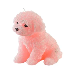 Świeca Figurka ANIMALS PIES PUDEL 13x13cm różowa parafinowa