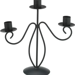 Świecznik trójramienny, metal, 22 cm