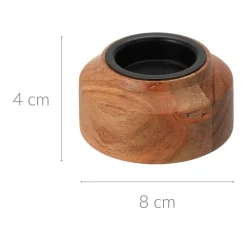 Świecznik z drewna akacjowego, 8 x 4 cm