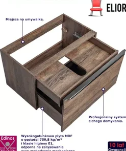 Wisząca szafka pod umywalkę dąb vintage - Xyren