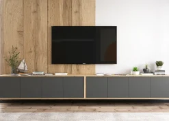 Wisząca Szafka Loft Komoda RTV grafit MAT 300 cm