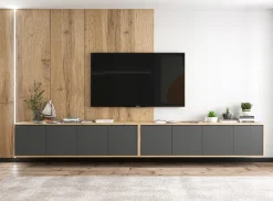 Wisząca Szafka Loft Komoda RTV grafit MAT 300 cm