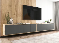 Wisząca Szafka Loft Komoda RTV grafit MAT 300 cm