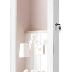 Wisząca szafka na biżuterię z lustrem LED zamykana na klucz 120x37x10 cm