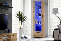Witryna Szklana Regał Salon Dąb Wotan z Półkami LED 192x60