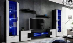 Witryna Szklana Regał Salon Dąb Wotan z Półkami LED 192x60