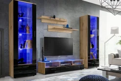 Witryna Szklana Regał Salon Dąb Wotan z Półkami LED 192x60