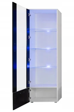 Witryna Szklana Regał Salon Dąb Wotan z Półkami LED 192x60