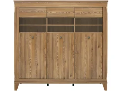 Witryna Bergen 156 cm z 3 drzwiami modrzew sibiu złoty