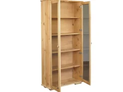 Witryna drewniana II MODERN, kolor dębowy, szkło dymione