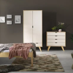 Witryna drewniana II MODERN, kolor dębowy, szkło dymione