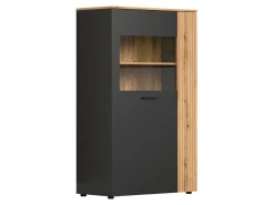 Witryna Esteban 90 cm z 2 drzwiami grafit/dąb evok