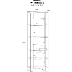 Witryna NUKA E 58 cm dąb artisan / czarna