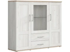 Witryna Romance 156 cm z 3 drzwiami i 2 szufladami modrzew sibiu jasny