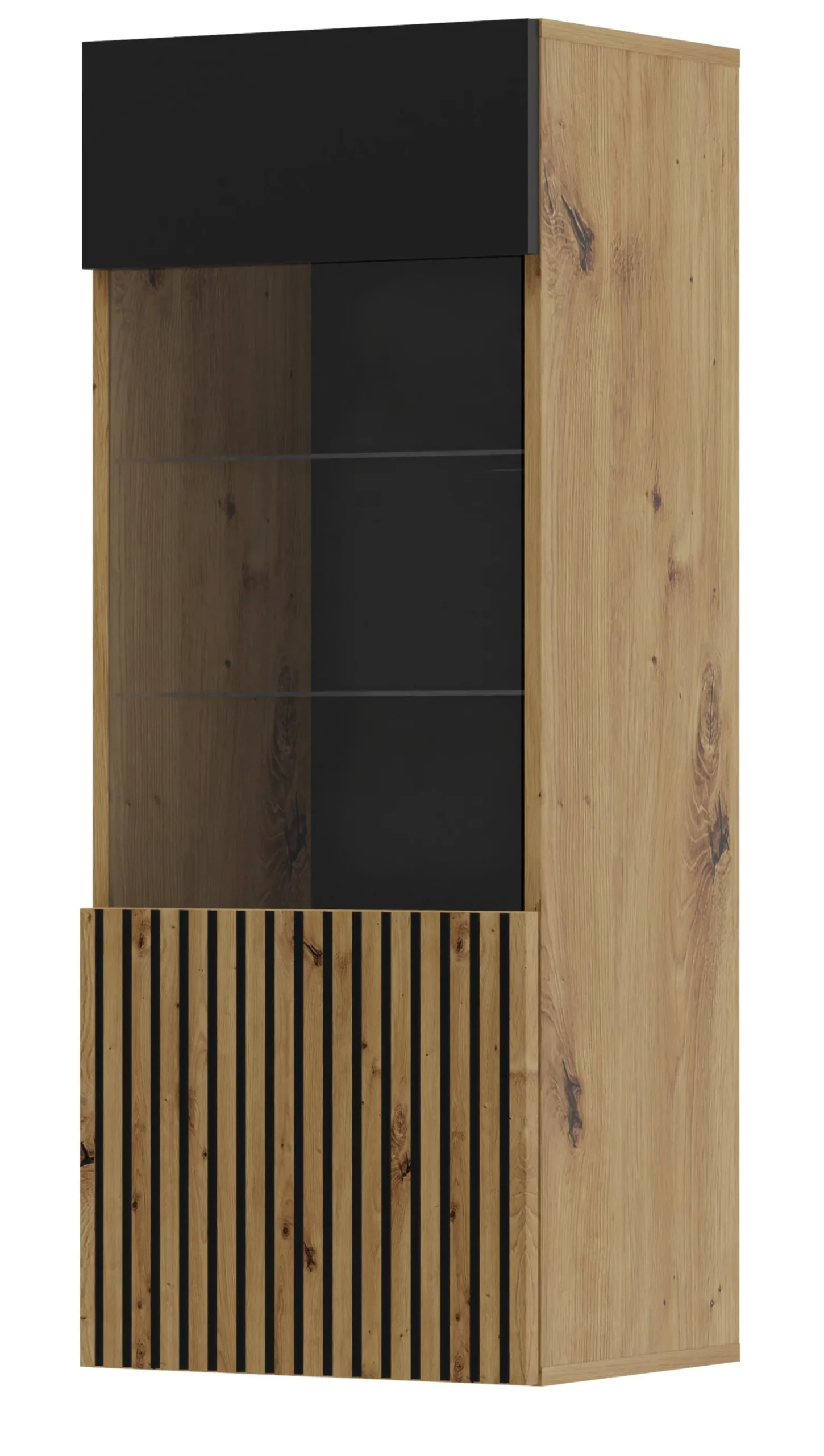 Witryna wisząca AURIS 1D 45 cm dąb artisan / czarny mat