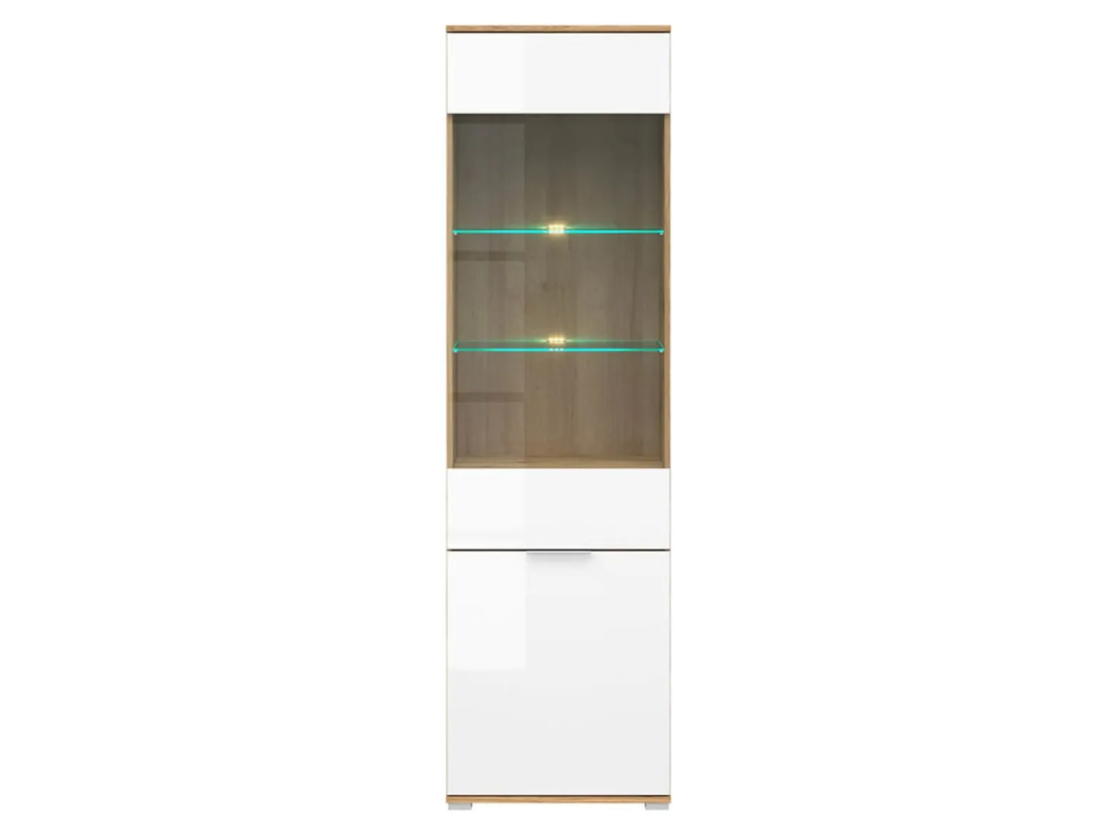Witryna Zele 56 cm z 2 drzwiami dąb wotan/biały połysk