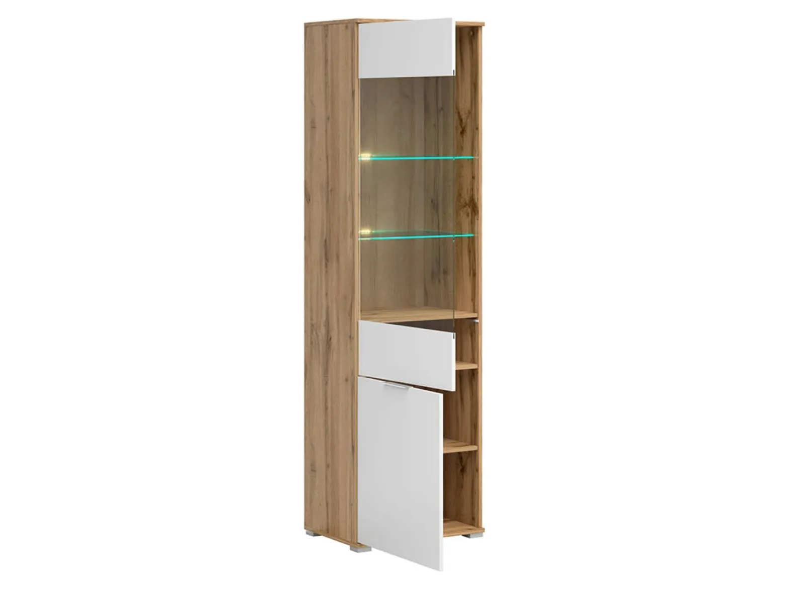 Witryna Zele 56 cm z 2 drzwiami dąb wotan/biały połysk