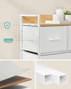Wąska Biało-Beżowa Komoda 5 Szuflad MDF 70cm