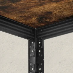Wąski regał loftowy stal rustykalny brąz 5 półek 150x37 cm 80 kg/półka